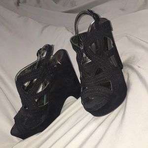 black high heel wedges